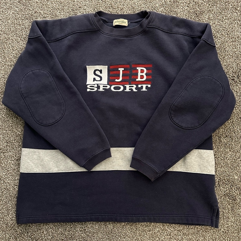 St. John's Bay Navy and Gray Crewneck Sweater